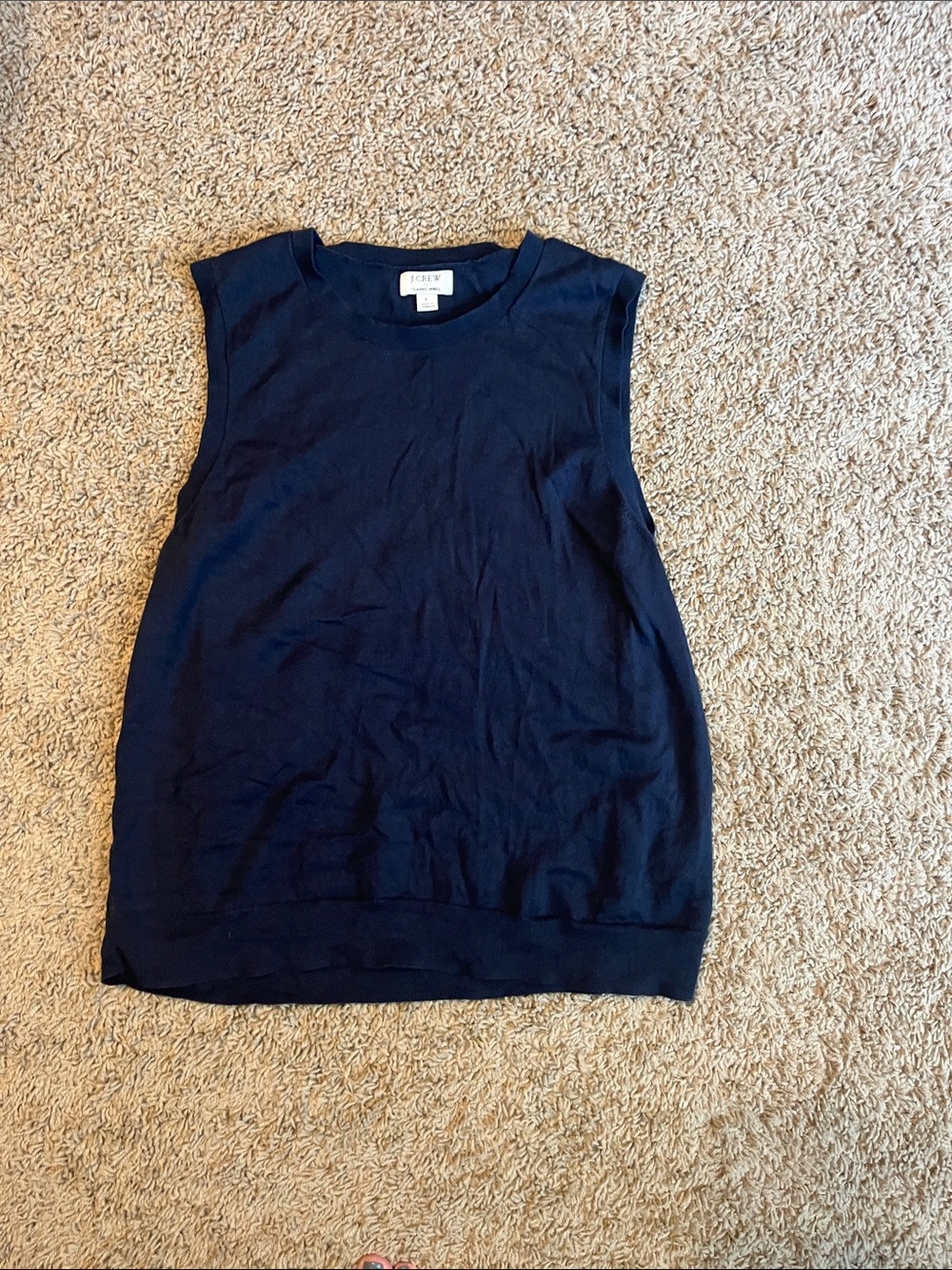 J. Crew Navy Sleeveless Cotton Blend Shell